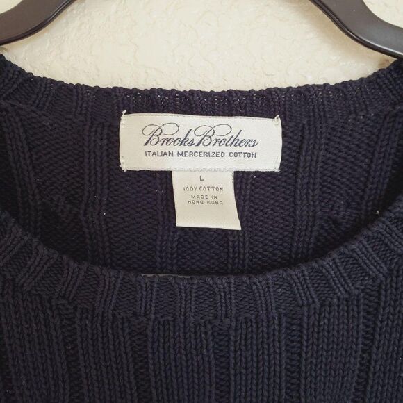 Brooks Brothers Womens Sweater Navy Blue L Cable Knit Long Sleeve - Picture 3 of 7